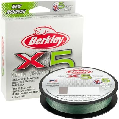 Berkley x5 Braid Superline, vlasec, 150 m, 22,7 kg pevnost v tahu, vhodná pro prostředí sladké a slané vody, Low-Vis, zelená Berkley x5 Braid Superline, vlasec, 150 m, 22,7 kg pevnost v tahu, vhodná pro prostředí sladké a slané vody, Low-Vis, zelená