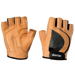 Silverton Klasické kožené fitness rukavice, tréninkové rukavice / velikost S / pro dámy a pány / měkké polstrování / na posilovnu, kalistheniku a jízdní kolo / s dvojitými švy, bez prstů & bezpečné Silverton Klasické kožené fitness rukavice, tréninkové rukavice / velikost S / pro dámy a pány / měkké polstrování / na posilovnu, kalistheniku a jízdní kolo / s dvojitými švy, bez prstů & bezpečné