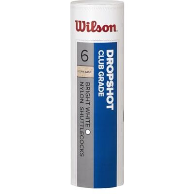 Wilson Badmintonový míč, Dropshot Shuttlecocks, balení po 6 kusech, bílá, plast/přírodní korek, WRT6046WH Wilson Badmintonový míč, Dropshot Shuttlecocks, balení po 6 kusech, bílá, plast/přírodní korek, WRT6046WH