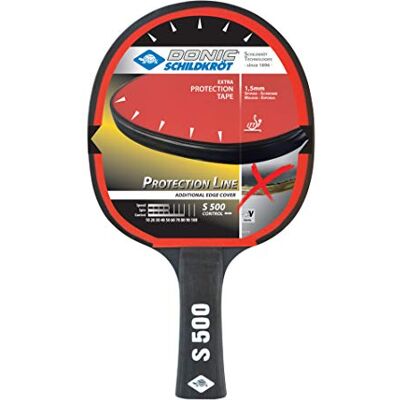 Schildkröt Donic- pálka na stolní tenis Protection Line S500, s ochranou proti odtrhávání obložení, 1,5mm houba, Elite ITTF obložení Schildkröt Donic- pálka na stolní tenis Protection Line S500, s ochranou proti odtrhávání obložení, 1,5mm houba, Elite ITTF obložení