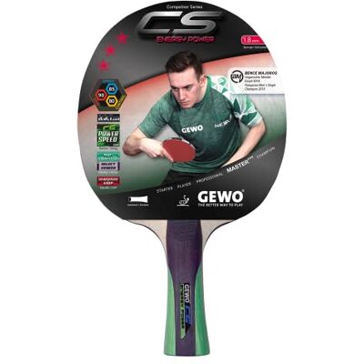 GEWO CS Energy Power – pálka na stolní tenis – profesionální pálka na stolní tenis, schváleno ITTF – pálka s kontrolovaným povlakem a vysokými otáčecími vlastnostmi, konkávní, 1,8 mm houba, GEWO CS Energy Power – pálka na stolní tenis – profesionální pálka na stolní tenis, schváleno ITTF – pálka s kontrolovaným povlakem a vysokými otáčecími vlastnostmi, konkávní, 1,8 mm houba,