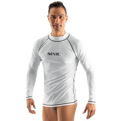 SEAC T-Sun Long Man, schützendes Rash Guard-Tauchshirt zum Schnorcheln und Schwimmen mit Sonnenschutz, weiß, S SEAC T-Sun Long Man, schützendes Rash Guard-Tauchshirt zum Schnorcheln und Schwimmen mit Sonnenschutz, weiß, S