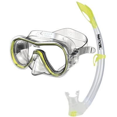 SEAC Set Giglio MD Valve, Schnorchelset mit Maske und Schnorchel mit Wasserausblasventil für Kinder SEAC Set Giglio MD Valve, Schnorchelset mit Maske und Schnorchel mit Wasserausblasventil für Kinder