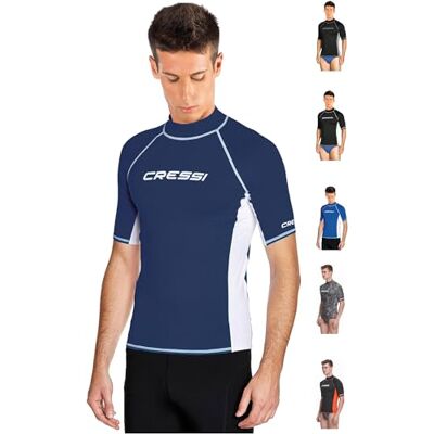 Cressi Pánské triko Rash Guard UV Sun Protection (UPF) 50, krátké rukávy, modrá, L/4 Cressi Pánské triko Rash Guard UV Sun Protection (UPF) 50, krátké rukávy, modrá, L/4