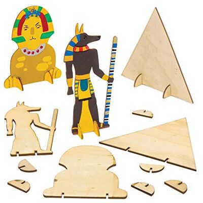 Baker Ross Tvůrčí sady ze dřeva "Egypt" k postavení (6 kusů) pro děti k malování, složení a dekoraci Baker Ross Tvůrčí sady ze dřeva "Egypt" k postavení (6 kusů) pro děti k malování, složení a dekoraci