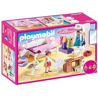 Playmobil 70208 Dollhouse pestrá ložnice se šitím, od 4 let, barevná, jedna velikost Playmobil 70208 Dollhouse pestrá ložnice se šitím, od 4 let, barevná, jedna velikost