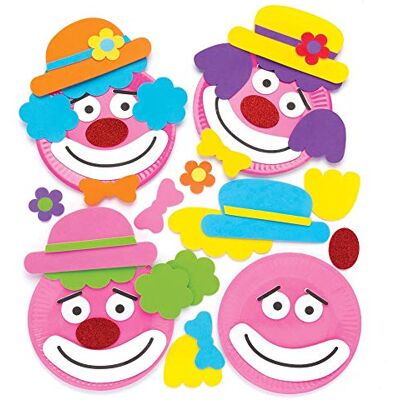 Baker Ross Sada talířů Clowns (4 kusy) lepenkových talířů a samolepicích dekorací z mechové gumy. Perfektní pro malé děti a kutilské aktivity Baker Ross Sada talířů Clowns (4 kusy) lepenkových talířů a samolepicích dekorací z mechové gumy. Perfektní pro malé děti a kutilské aktivity