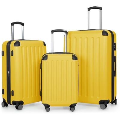 Hauptstadtkoffer kufr Spree Sada 3 kufrů Sada vozíků Trolley kufr Rozšiřitelný, TSA, 4 kola, (S, M & L), žlutý Hauptstadtkoffer kufr Spree Sada 3 kufrů Sada vozíků Trolley kufr Rozšiřitelný, TSA, 4 kola, (S, M & L), žlutý