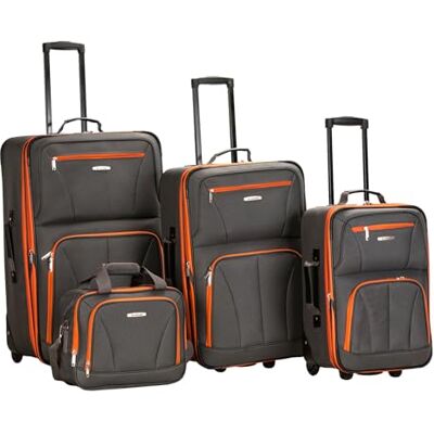 Rockland Sada příručního zavazadla Jungle Softside, Antracitová, 4dílná sada zavazadel Rockland Sada příručního zavazadla Jungle Softside, Antracitová, 4dílná sada zavazadel