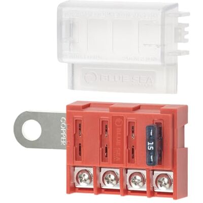 Blue Sea Systems 5023 ST Blade Battery Terminal Fuse Block 4 Circuit with Cover Blue Sea Systems 5023 ST Blade Battery Terminal Fuse Block 4 Circuit with Cover