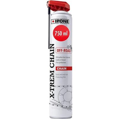 IPONE – X-Trem Chain Off-Road řetězový sprej pro terénní motocykly – 750 ml láhev s rozprašovačem se speciální hlavicí rozprašovače – odpuzuje nečistoty – pohyblivá přesná stříkací hlava IPONE – X-Trem Chain Off-Road řetězový sprej pro terénní motocykly – 750 ml láhev s rozprašovačem se speciální hlavicí rozprašovače – odpuzuje nečistoty – pohyblivá přesná stříkací hlava