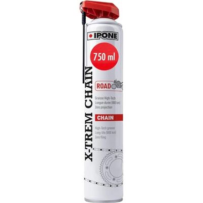 IPONE – X-Trem Chain Road sprej na řetězy pro silniční motocykly – dlouhodobá ochrana až 800 km – rozprašování – 750 ml láhev s rozprašovačem se speciální hlavicí rozprašovače IPONE – X-Trem Chain Road sprej na řetězy pro silniční motocykly – dlouhodobá ochrana až 800 km – rozprašování – 750 ml láhev s rozprašovačem se speciální hlavicí rozprašovače