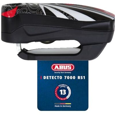 ABUS Zámek na brzdový kotouč Detecto 7000 RS1 – zámek motocyklu s alarmem – flame black ABUS Zámek na brzdový kotouč Detecto 7000 RS1 – zámek motocyklu s alarmem – flame black