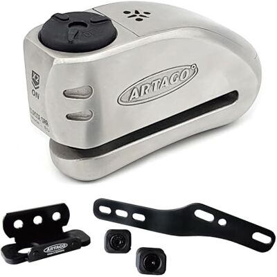 Artago 32S7 Pack Bremsscheibenschloss mit Alarm 120db Hohe Sicherheit + Halterung für Honda CB650F und CBR650F, SRA Homologiert Artago 32S7 Pack Bremsscheibenschloss mit Alarm 120db Hohe Sicherheit + Halterung für Honda CB650F und CBR650F, SRA Homologiert