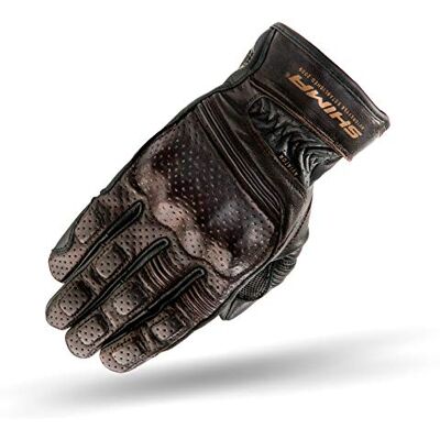 SHIMA Aviator pánské kožené rukavice na motocykl Custom letní motorkářské rukavice (S-XXL, tmavě hnědé), velikost L SHIMA Aviator pánské kožené rukavice na motocykl Custom letní motorkářské rukavice (S-XXL, tmavě hnědé), velikost L