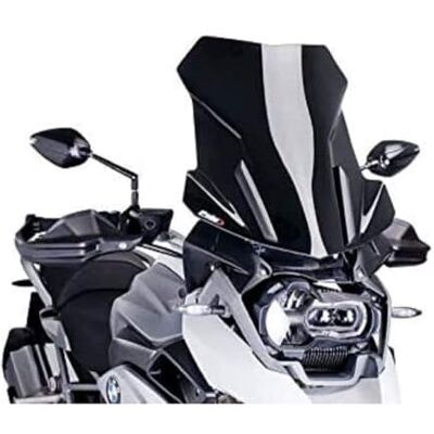 Puig 6486N vysoké a aerodynamické turistické sklo z 4 mm CN-Acryl se zaobleným profilem, plochou horní hranou a deflektory pro lepší ochranný účinek, černé Puig 6486N vysoké a aerodynamické turistické sklo z 4 mm CN-Acryl se zaobleným profilem, plochou horní hranou a deflektory pro lepší ochranný účinek, černé