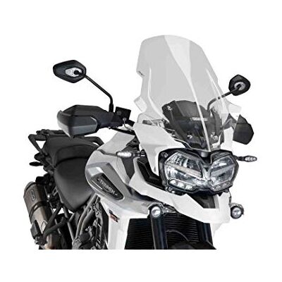 Puig 9613W vysoký a aerodynamický Touring kotouč ze 4mm CNC akrylu se zaobleným profilem, plochou horní hranou a deflektory pro lepší ochranný účinek, transparentní Puig 9613W vysoký a aerodynamický Touring kotouč ze 4mm CNC akrylu se zaobleným profilem, plochou horní hranou a deflektory pro lepší ochranný účinek, transparentní