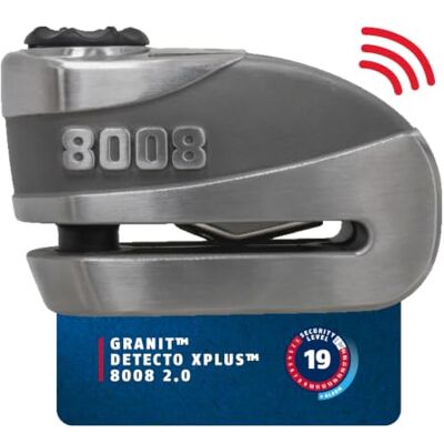 ABUS Zámek na brzdový kotouč Granit Detecto XPlus 8008 2. 0 – zámek motocyklu s alarmem – bezpečnostní úroveň 19 – šedá ABUS Zámek na brzdový kotouč Granit Detecto XPlus 8008 2. 0 – zámek motocyklu s alarmem – bezpečnostní úroveň 19 – šedá