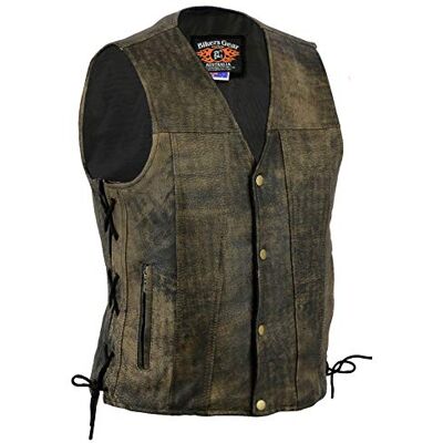 Bikers Gear Australia Premium 1,3 mm měkká hovězí kůže Harley Style kožená vesta s nastavitelnými boky a kapsami, Used-Look, velikost M Bikers Gear Australia Premium 1,3 mm měkká hovězí kůže Harley Style kožená vesta s nastavitelnými boky a kapsami, Used-Look, velikost M