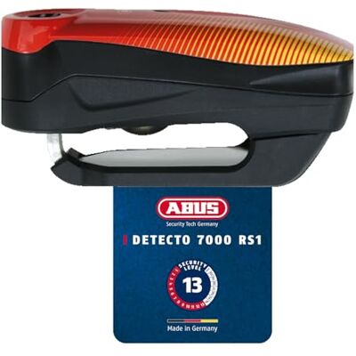 ABUS Zámek na brzdový kotouč Detecto 7000 RS1 – zámek motocyklu s alarmem – sonic red ABUS Zámek na brzdový kotouč Detecto 7000 RS1 – zámek motocyklu s alarmem – sonic red