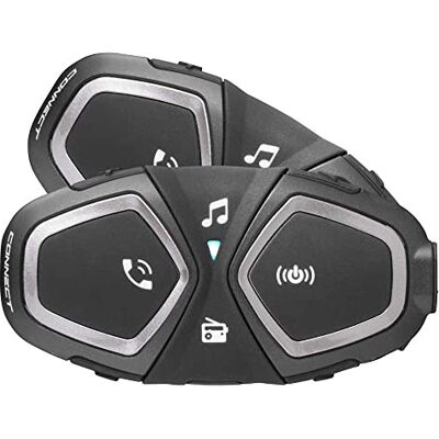 Interphone Connect dvojité balení komunikační systém Bluetooth pro motocykly až 2 jezdce, dosah 300 Mt doba hovoru 12 hodin, 40 dní v pohotovostním režimu rádio GPS vodotěsný IP67 Interphone Connect dvojité balení komunikační systém Bluetooth pro motocykly až 2 jezdce, dosah 300 Mt doba hovoru 12 hodin, 40 dní v pohotovostním režimu rádio GPS vodotěsný IP67