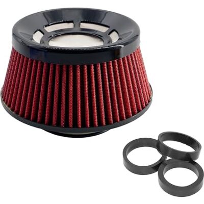 Simoni Racing FSR/UE Ultra-Light Single Cone Filter, Chrome Cap, Red Cotton Simoni Racing FSR/UE Ultra-Light Single Cone Filter, Chrome Cap, Red Cotton