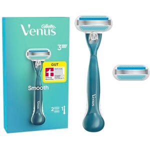 Gillette Venus Smooth Rasierer Damen, Damenrasierer mit 3 Ultrascharfen Klingen — Inkl. 2 Ersatzklinge für Nassrasierer und Wiederverwendbarem Handstück, GUT GETESTET bei Stiftung Warentest — Blau Gillette Venus Smooth Rasierer Damen, Damenrasierer mit 3 Ultrascharfen Klingen — Inkl. 2 Ersatzklinge für Nassrasierer und Wiederverwendbarem Handstück, GUT GETESTET bei Stiftung Warentest — Blau