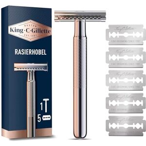 Gillette Holící strojek pro muže s bezpečnou dvojitou řeznou hranou, kovovou rukojetí a vrstvou proti tření pro přesnost – pánský holicí strojek na mokré holení s 5 originálními čepelemi Gillette Holící strojek pro muže s bezpečnou dvojitou řeznou hranou, kovovou rukojetí a vrstvou proti tření pro přesnost – pánský holicí strojek na mokré holení s 5 originálními čepelemi