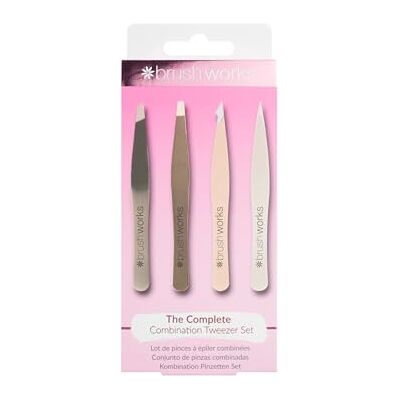 Brushworks HD Kombination Pinzette 4-Stück Set, Roségold Brushworks HD Kombination Pinzette 4-Stück Set, Roségold