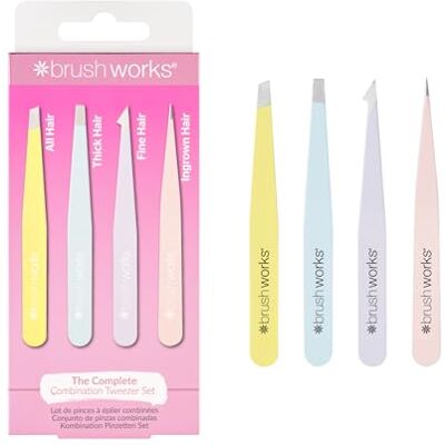 Brushworks HD Kombiniertes Gemischtes 4-Teiliges Pinzetten-Set, Lila Brushworks HD Kombiniertes Gemischtes 4-Teiliges Pinzetten-Set, Lila