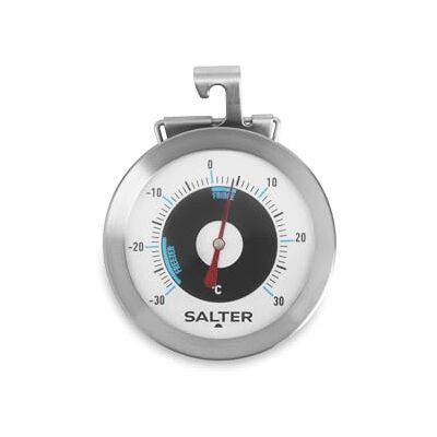 Salter Teploměr do chladničky s háčkem, rozsah teplot od -30 do 30 °C, teploměr pro zavěšení v lednici, mrazáku, mrazáku, lednici na víno, minibar, analogový Salter Teploměr do chladničky s háčkem, rozsah teplot od -30 do 30 °C, teploměr pro zavěšení v lednici, mrazáku, mrazáku, lednici na víno, minibar, analogový