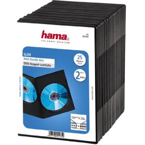 Hama Dvojité pouzdro na DVD Super Slim balení po 25 kusech (také vhodné pro CD a Blu-ray) Ultra úzké, s fólií pro zasunutí krytu, černé Hama Dvojité pouzdro na DVD Super Slim balení po 25 kusech (také vhodné pro CD a Blu-ray) Ultra úzké, s fólií pro zasunutí krytu, černé