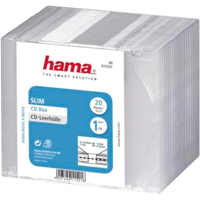 Hama CD prázdné pouzdro, balení 20 ks, slim, výška 5,2 mm Hama CD prázdné pouzdro, balení 20 ks, slim, výška 5,2 mm