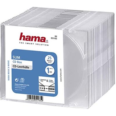Hama CD prázdný obal Slim, balení 25 kusů, průhledný Hama CD prázdný obal Slim, balení 25 kusů, průhledný