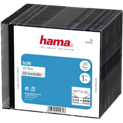 Hama CD prázdné pouzdro, balení 20 ks, slim, výška 5,2 mm Hama CD prázdné pouzdro, balení 20 ks, slim, výška 5,2 mm