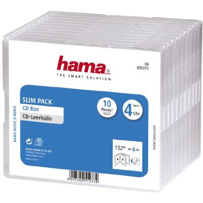 Hama CD-Slim-Pack 4, 10er-Pack, 00051273, Transparent Hama CD-Slim-Pack 4, 10er-Pack, 00051273, Transparent