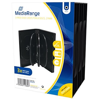 MEDIARANGE DVD Case pro 8 disků, 27 mm, černý, balení 3 MEDIARANGE DVD Case pro 8 disků, 27 mm, černý, balení 3