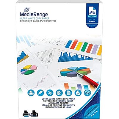 MEDIARANGE Kopierpapier für Tintenstrahl- und Laserdrucker, 210 x 297mm, 80g, 500 Blatt MEDIARANGE Kopierpapier für Tintenstrahl- und Laserdrucker, 210 x 297mm, 80g, 500 Blatt