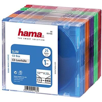Hama CD-ROM Slim Box, balení po 25 kusech, prostorově úsporné uložení CD Hama CD-ROM Slim Box, balení po 25 kusech, prostorově úsporné uložení CD