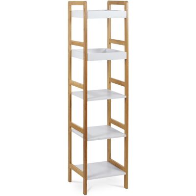 Autronic Regál, 5 políc, masív bambus, prírodný odtieň, MDF, biely matný lak, nosn. 15 kg Autronic Regál, 5 políc, masív bambus, prírodný odtieň, MDF, biely matný lak, nosn. 15 kg