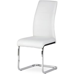Autronic Jedálenská stolička ANAT — kov, ekokoža, chróm / biela Autronic Jedálenská stolička ANAT — kov, ekokoža, chróm / biela