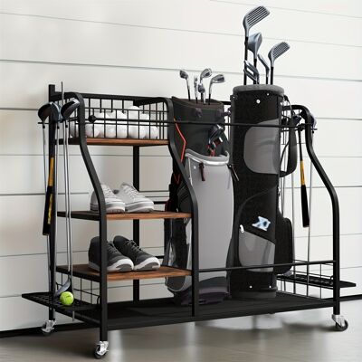 TEMU Rolling Golf Storage Garage Organizer 2 Golf Bag Stand Holder Club Shelf Ball Cart Golf Club Holder Practical Golf Tool Rack TEMU Rolling Golf Storage Garage Organizer 2 Golf Bag Stand Holder Club Shelf Ball Cart Golf Club Holder Practical Golf Tool Rack