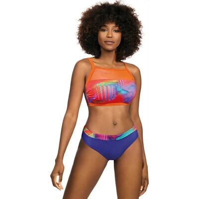 Dámske dvojdielne plavky S47N-33 Active Sport oranžová-tmavo modrá - Self XL oranžová, modrá, vzorované Dámske dvojdielne plavky S47N-33 Active Sport oranžová-tmavo modrá - Self XL oranžová, modrá, vzorované