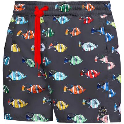 Pánske plavkové kraťasy Happy Self SM29-30 sivá-vzor - Self 2XL Pánske plavkové kraťasy Happy Self SM29-30 sivá-vzor - Self 2XL