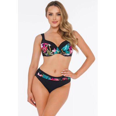 Dámske dvojdielne plavky Barcelona 1 S896BE1 Black with Leaves - Self 48F Dámske dvojdielne plavky Barcelona 1 S896BE1 Black with Leaves - Self 48F