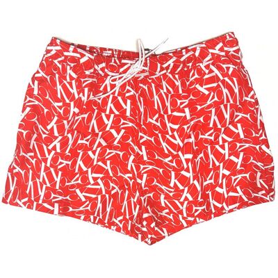 Pánske kúpacie kraťasy KM00802 0GM červená/biela - Calvin Klein M červená-bílá Pánske kúpacie kraťasy KM00802 0GM červená/biela - Calvin Klein M červená-bílá