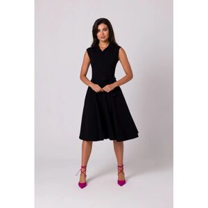 BeWear B261 Bavlnené šaty vo fitted strihu - čierne EU S BeWear B261 Bavlnené šaty vo fitted strihu - čierne EU S