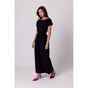 BeWear B264 Maxi šaty s elastickým pásom - čierne EU L BeWear B264 Maxi šaty s elastickým pásom - čierne EU L
