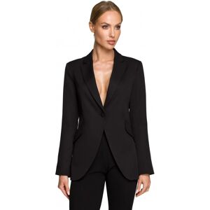 Moe M701 Sako s jedným gombíkom a asymetrickými vreckami - čierne EU M Moe M701 Sako s jedným gombíkom a asymetrickými vreckami - čierne EU M