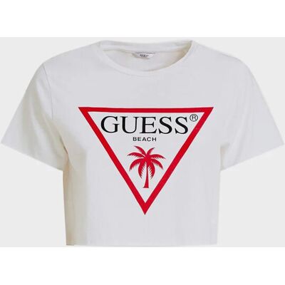 Dámske crop tričko E02I01JA911 - A009 - Guess XS bílá Dámske crop tričko E02I01JA911 - A009 - Guess XS bílá